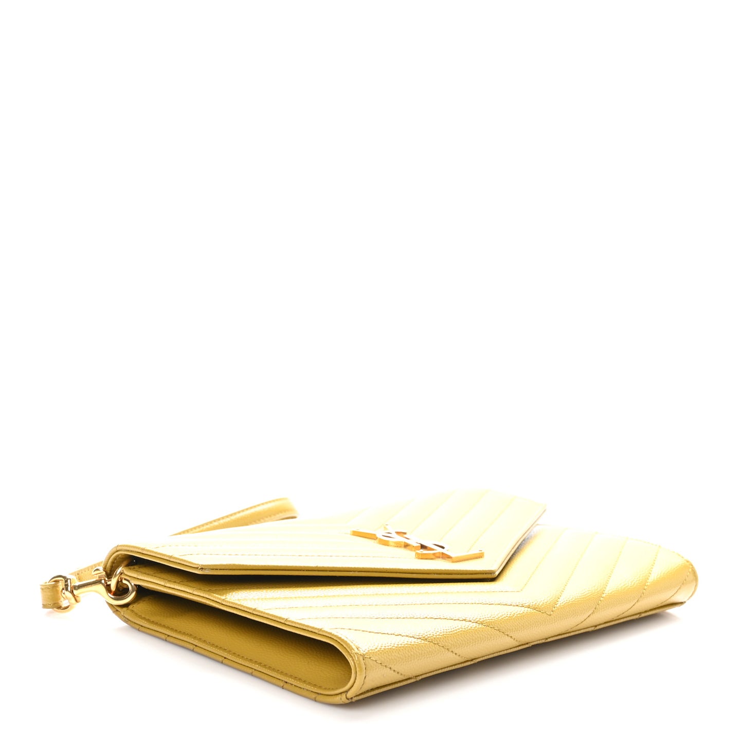 Grain De Poudre Matelasse Chevron Monogram Envelope Clutch Mustard