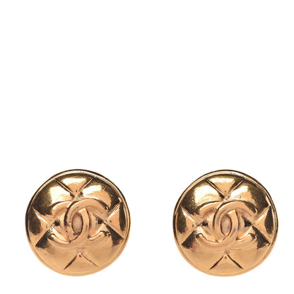 Chanel Round Quilted CC Clip On Earrings Gold 1 of 5
