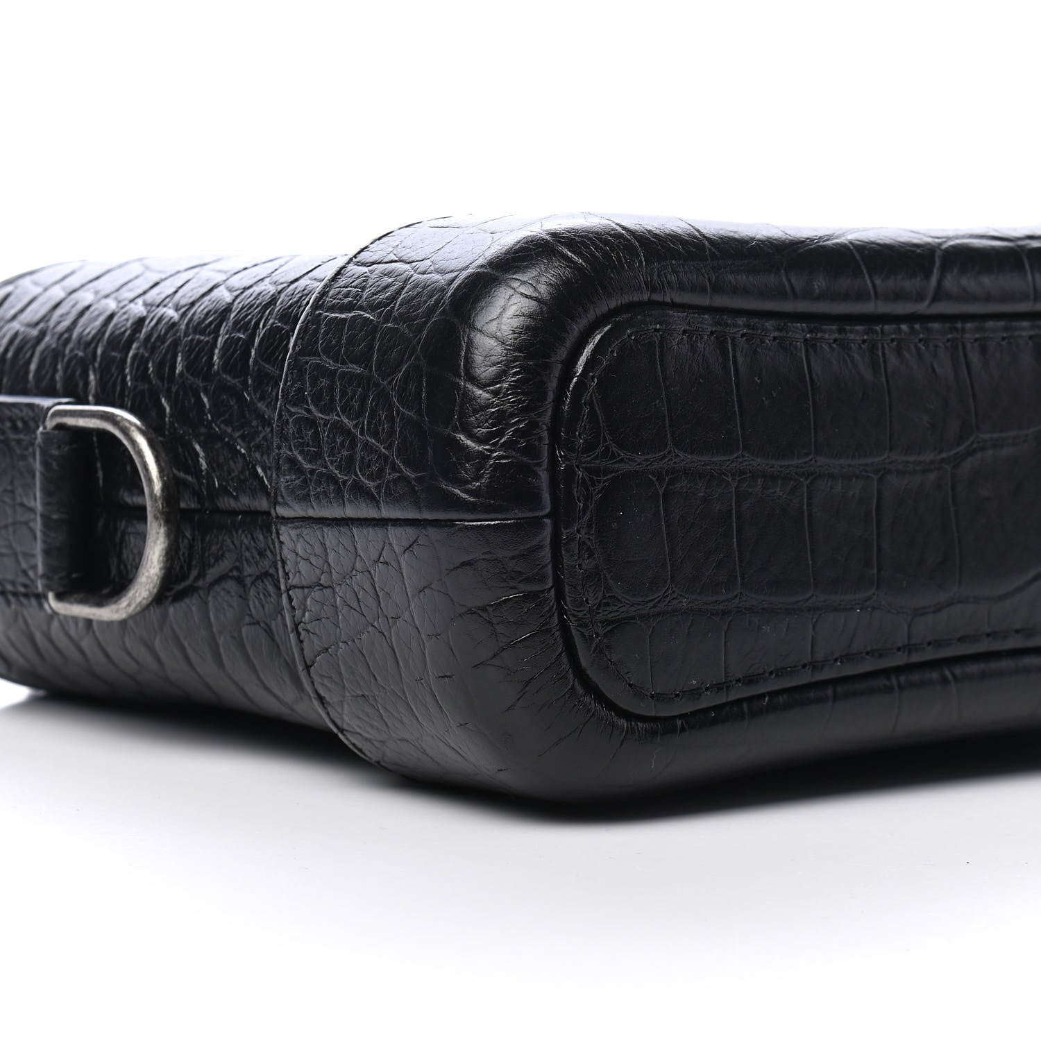 Chanel Calfskin Crocodile Embossed Small Gabrielle Cocodile Hobo Black 8 of 10