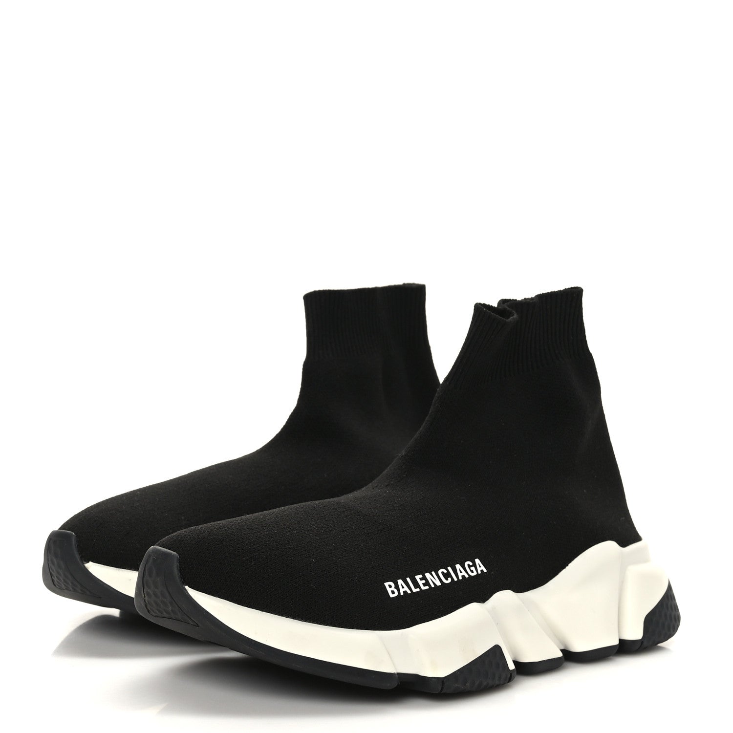 Balenciaga Neoprene Knit Womens Speed Sneakers 36 Black White 3 of 7