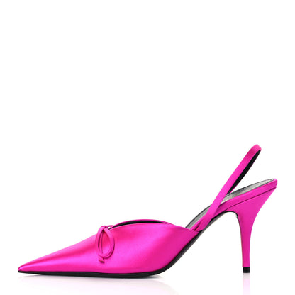 Balenciaga Satin Pointed Toe Knife Slingback Mules 38 Rose Fuchsia 1 of 10