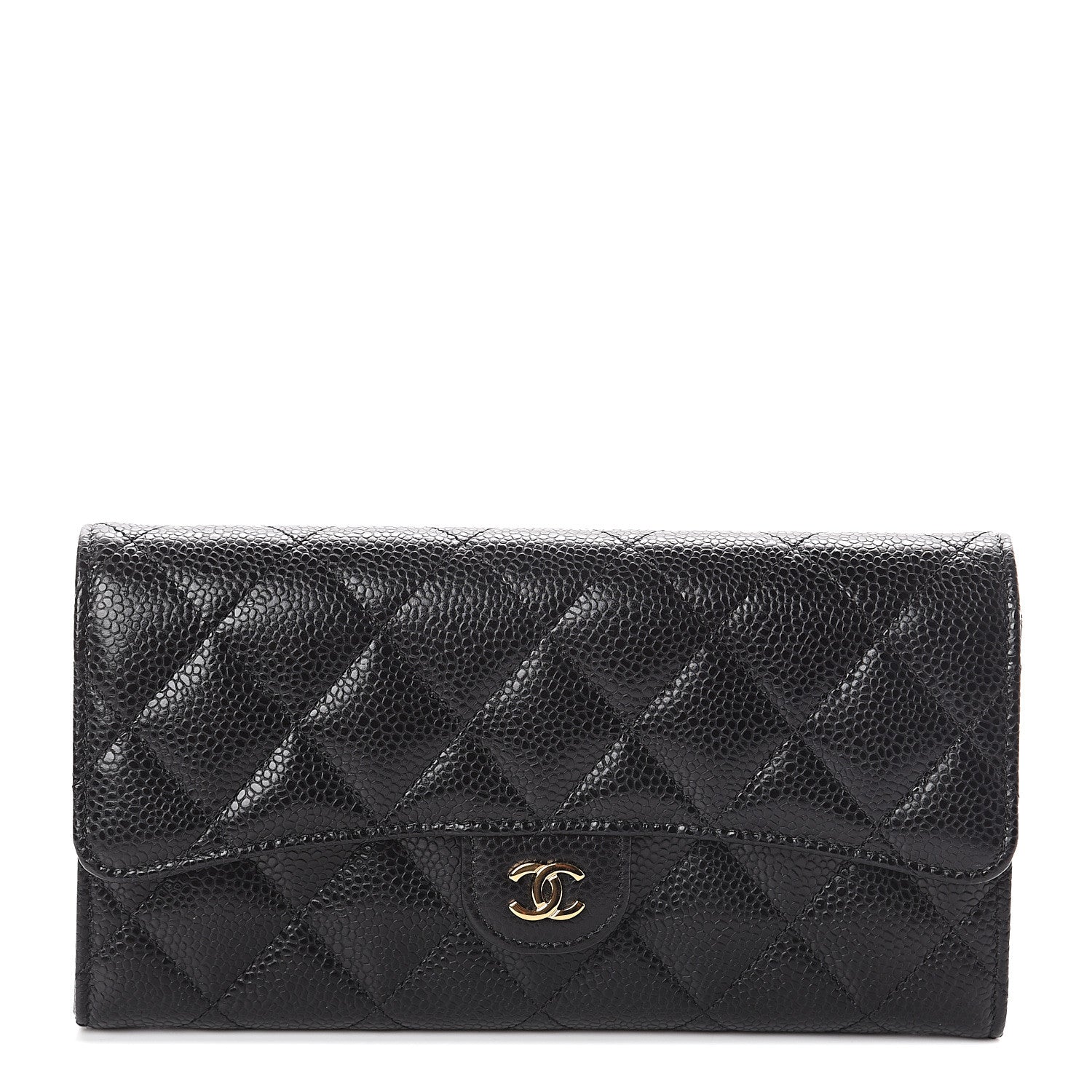 Chanel Caviar Quilted Large Gusset Flap Wallet Black 1 of 7