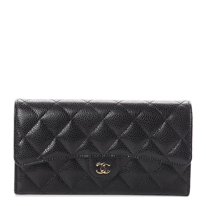 Chanel Caviar Quilted Large Gusset Flap Wallet Black 1 of 7