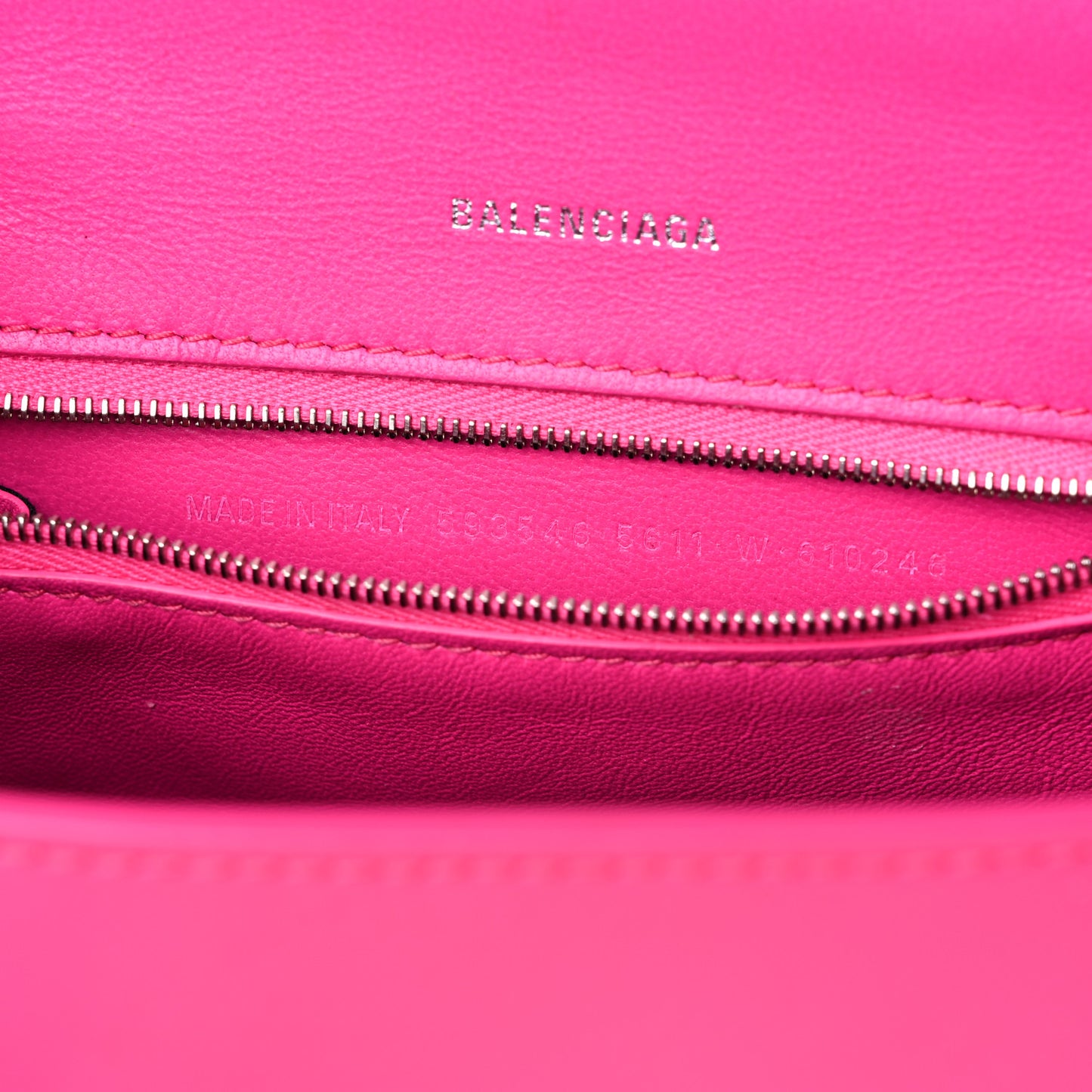 Shiny Box Calfskin Small Hourglass Top Handle Bag Acid Fuchsia