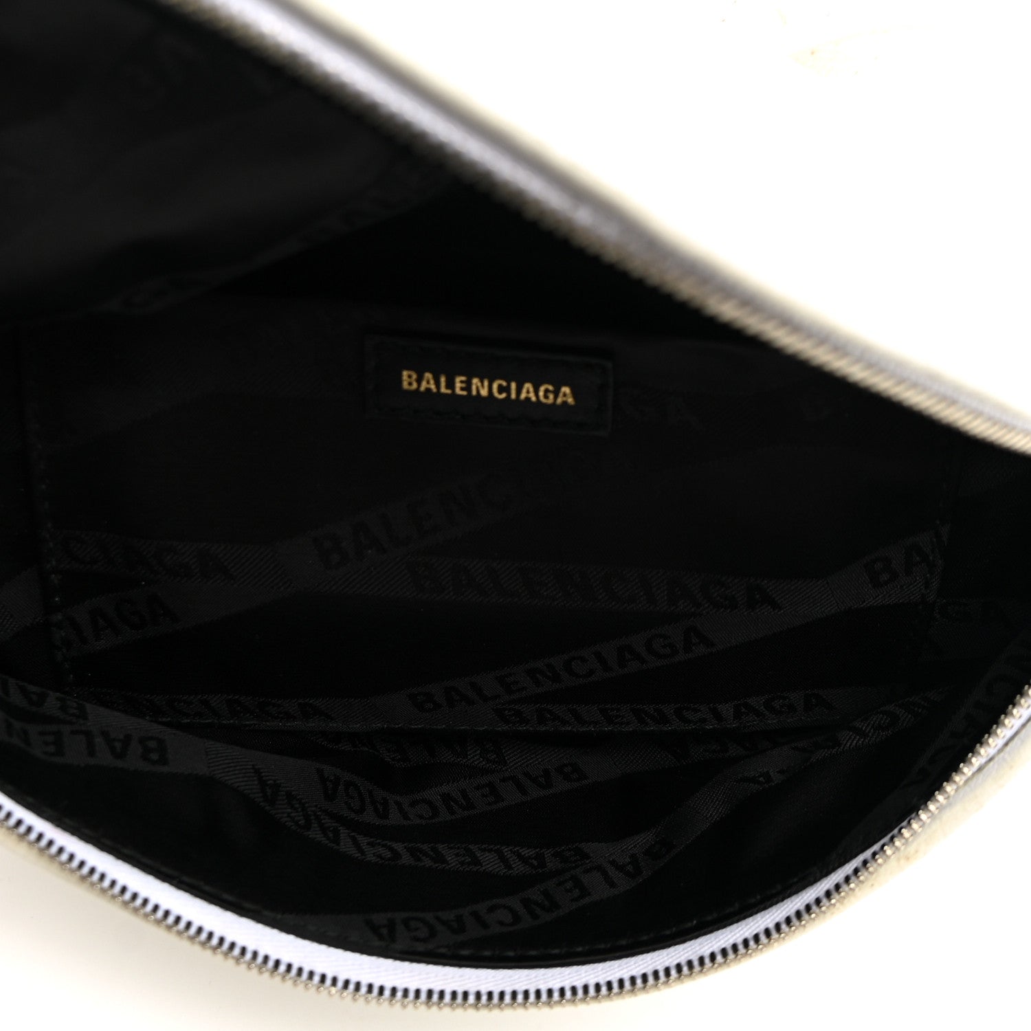 Balenciaga Shiny Goatskin Allover Logo Embossed XXS Souvenir Belt Bag White 4 of 9