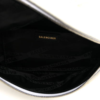 Balenciaga Shiny Goatskin Allover Logo Embossed XXS Souvenir Belt Bag White 4 of 9