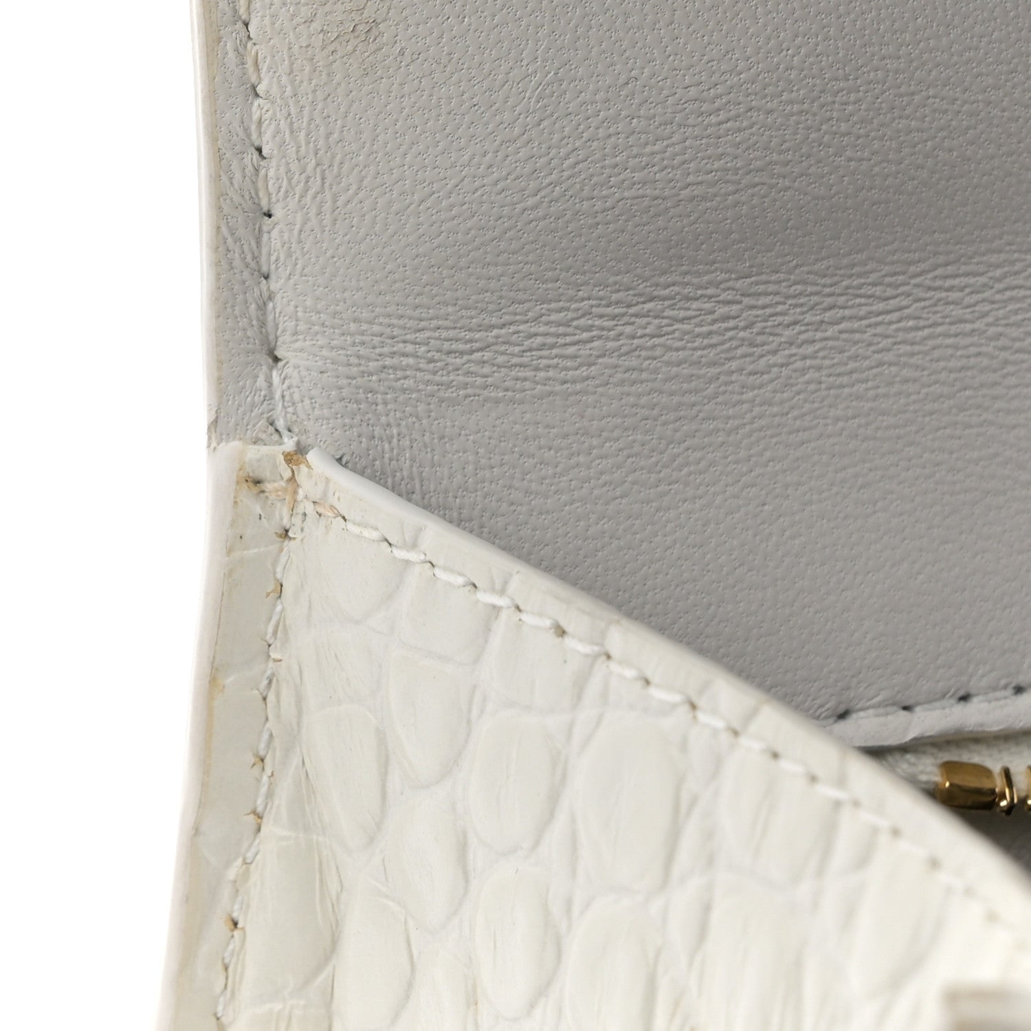 Balenciaga Calfskin Crocodile Embossed Small Hourglass Top Handle Bag White 12 of 15
