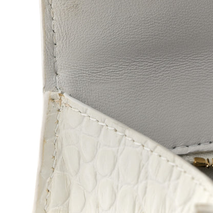 Balenciaga Calfskin Crocodile Embossed Small Hourglass Top Handle Bag White 12 of 15