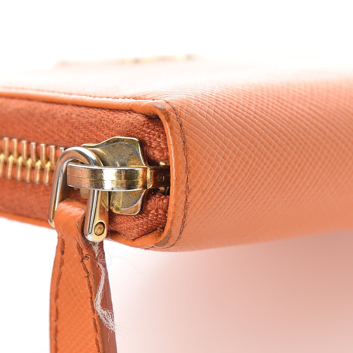 Saffiano Metal Zip Coin Purse Papaya