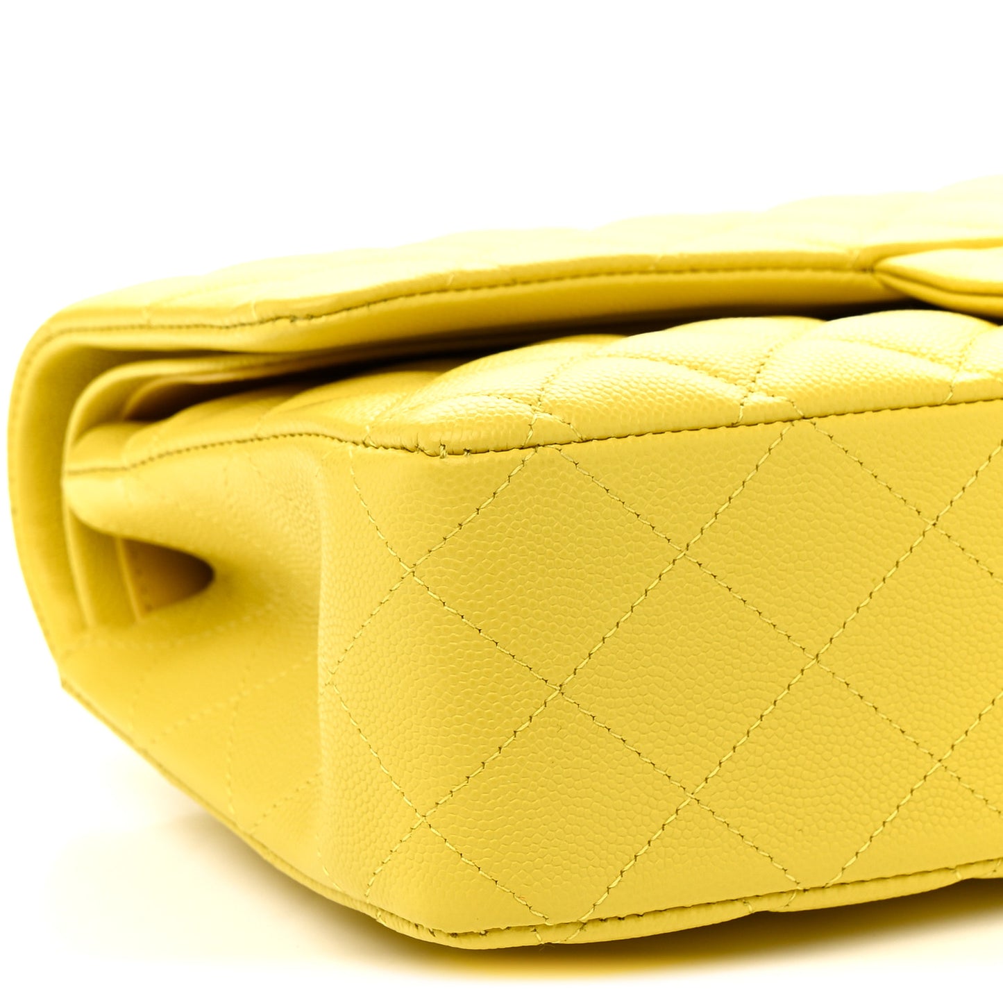 Caviar Quilted Medium Double Flap Yellow