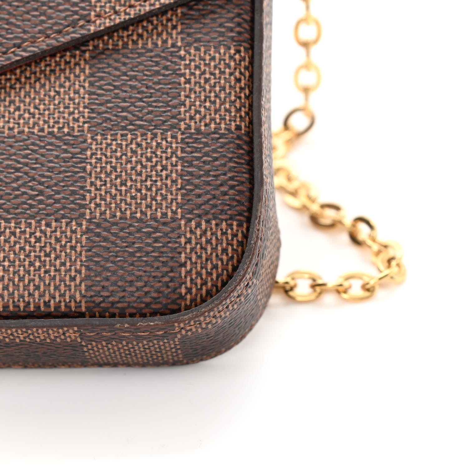 Louis Vuitton Damier Ebene Pochette Felicie Chain Wallet 15 of 17