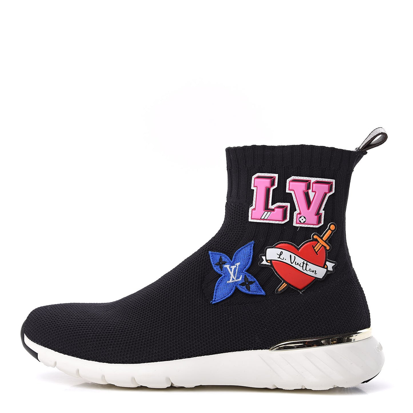 Stretch Fabric LV Black Heart Sock Sneaker 40 Black