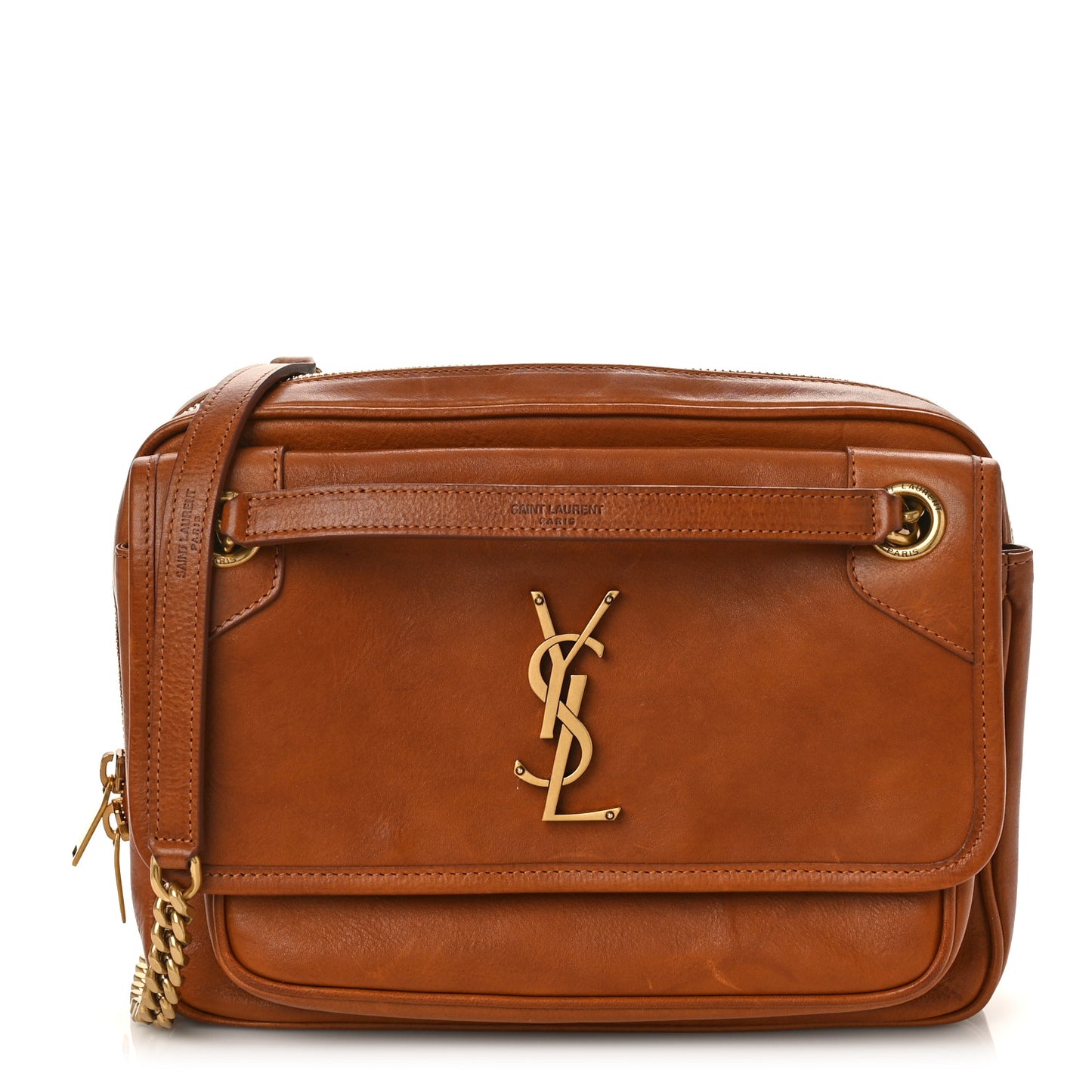 Calfskin Monogram Medium Niki Chain Satchel Cognac