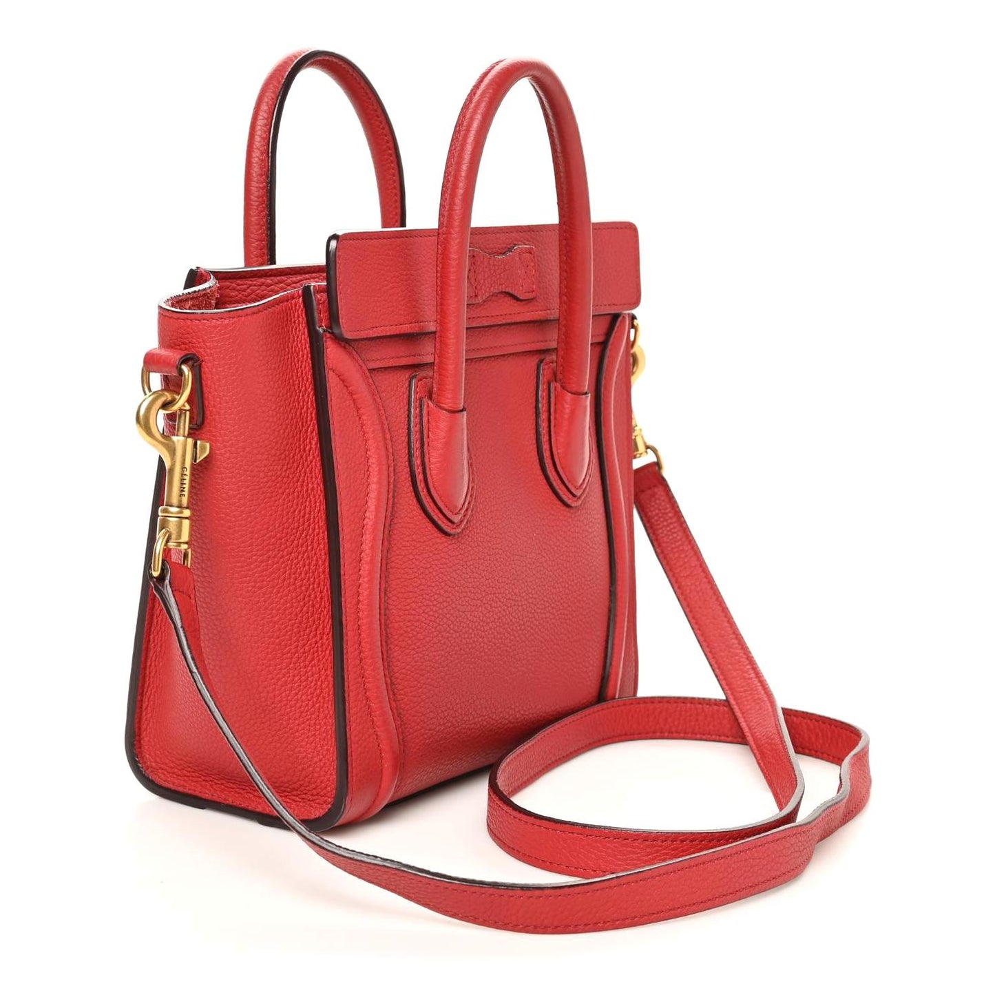 Drummed Calfskin Nano Luggage Red