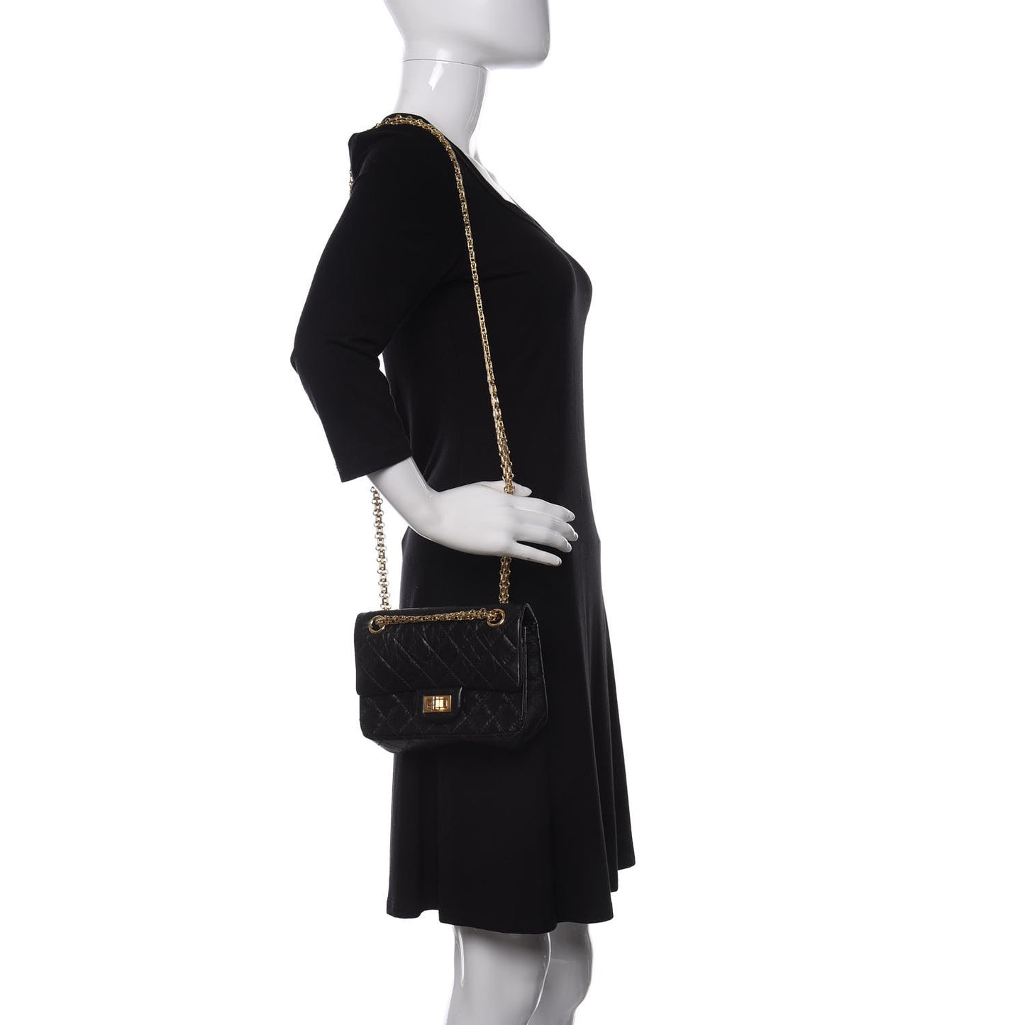 Aged Calfskin Quilted 2.55 Reissue Mini Flap Black