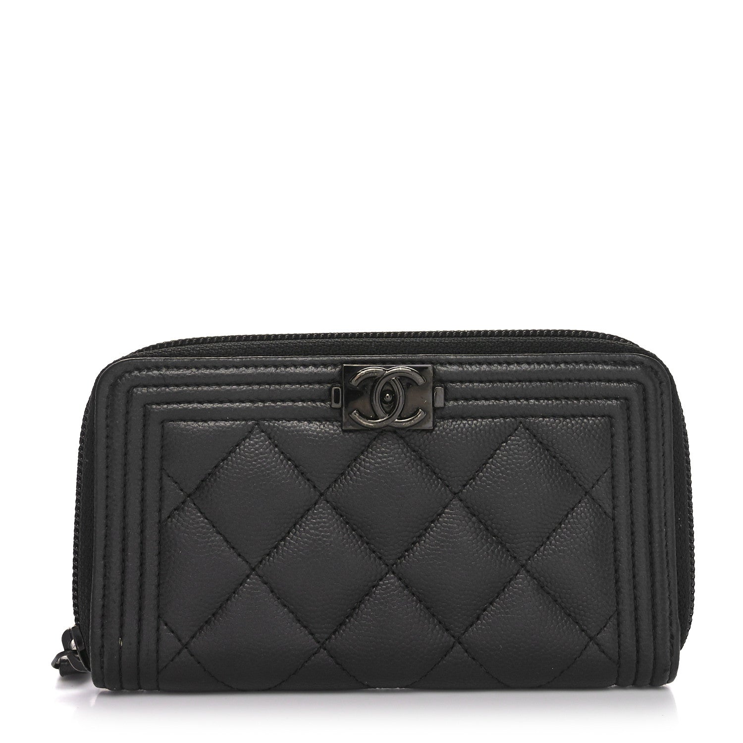 Chanel Caviar Quilted Small Boy Zip Around Wallet So Black 1 of 11