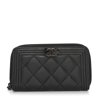 Chanel Caviar Quilted Small Boy Zip Around Wallet So Black 1 of 11