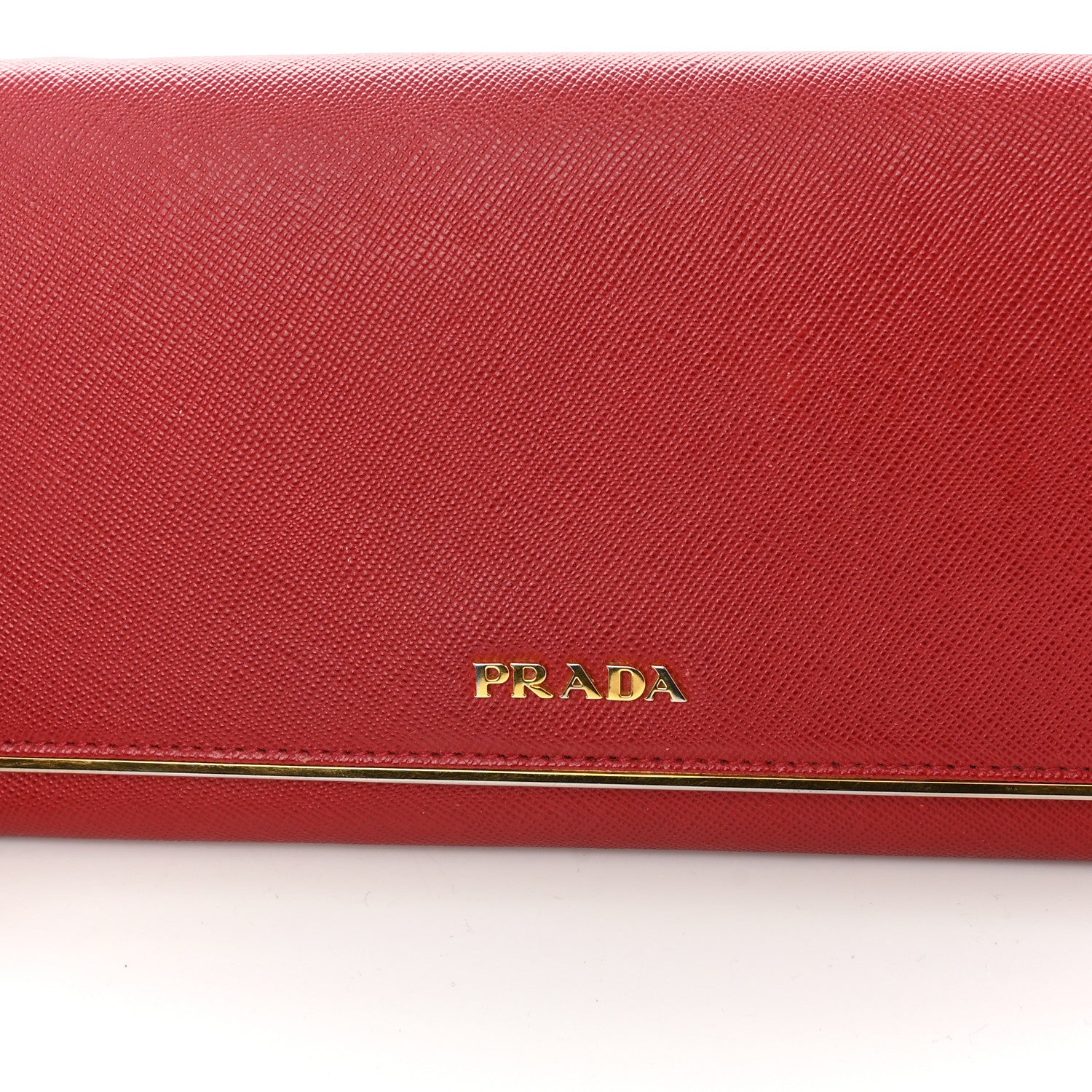 Prada Saffiano Metal Bar Chain Wallet Fuoco 13 of 14