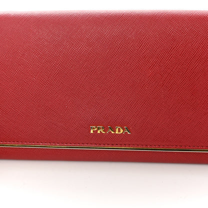 Prada Saffiano Metal Bar Chain Wallet Fuoco 13 of 14