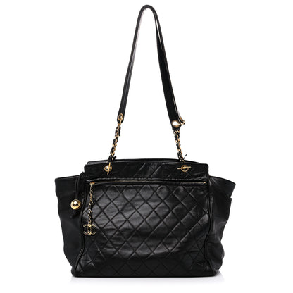 Chanel Lambskin Large Quilted Shopping Tote Black 1 of 15