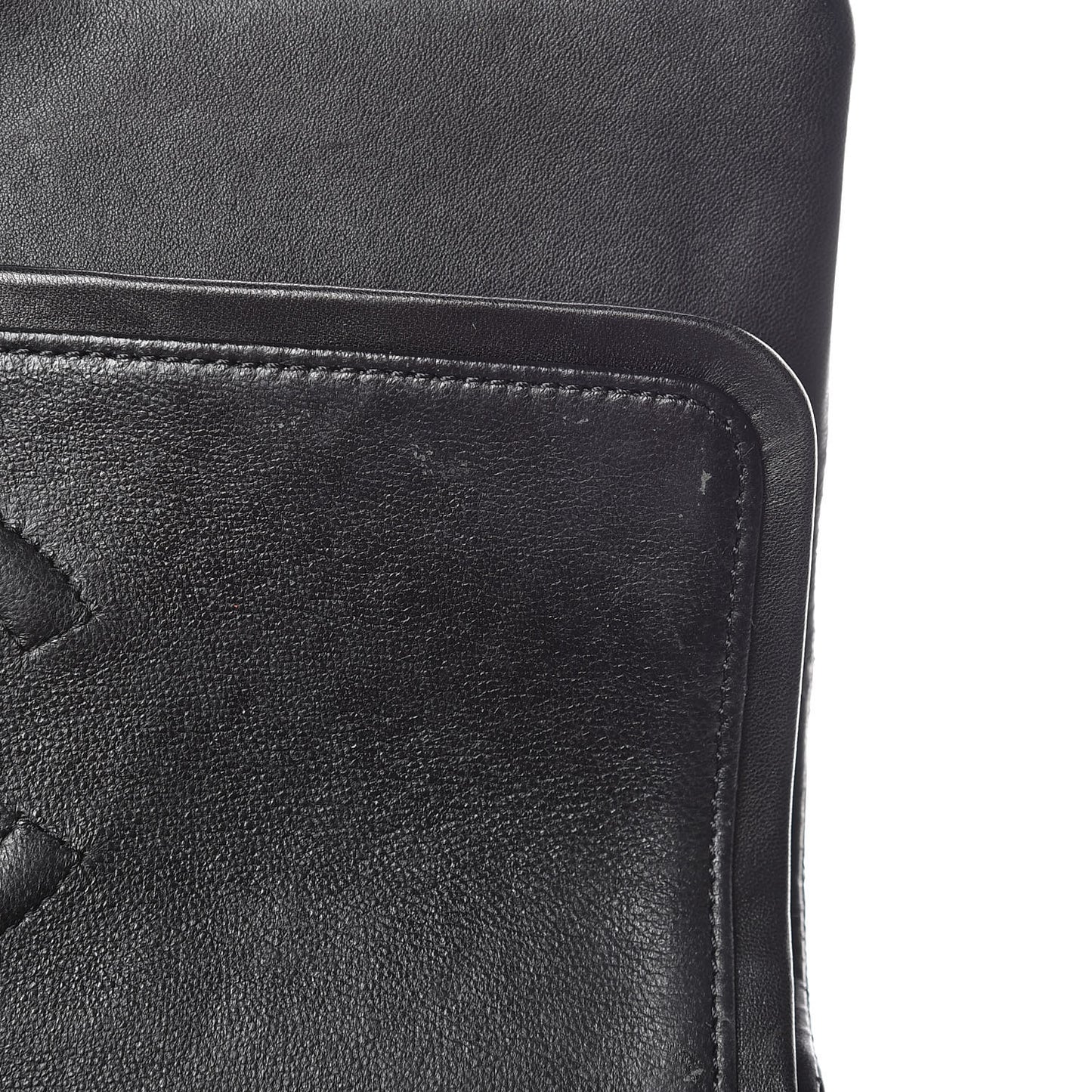 Patent Quilted Medium Double Flap Black