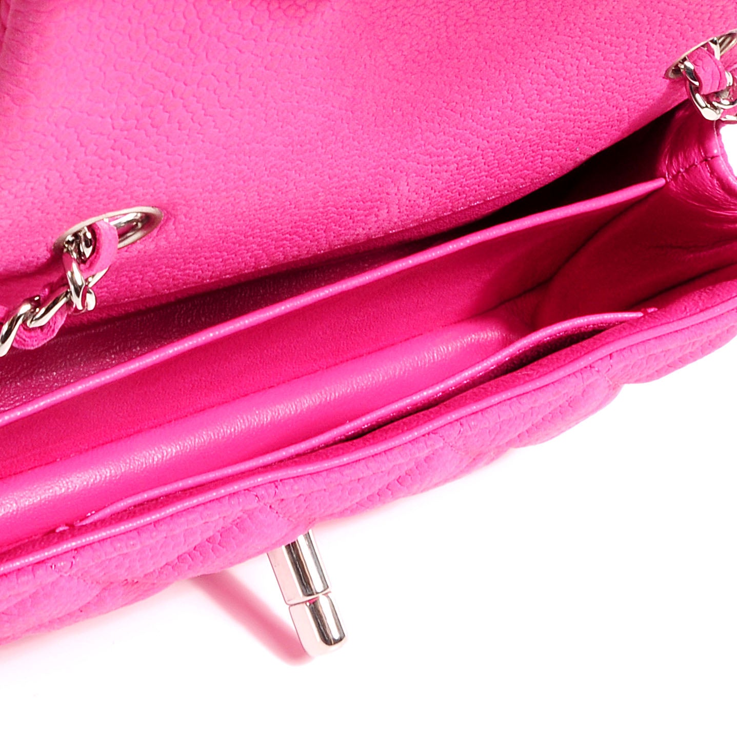 Iridescent Caviar Quilted Extra Mini Flap Pink