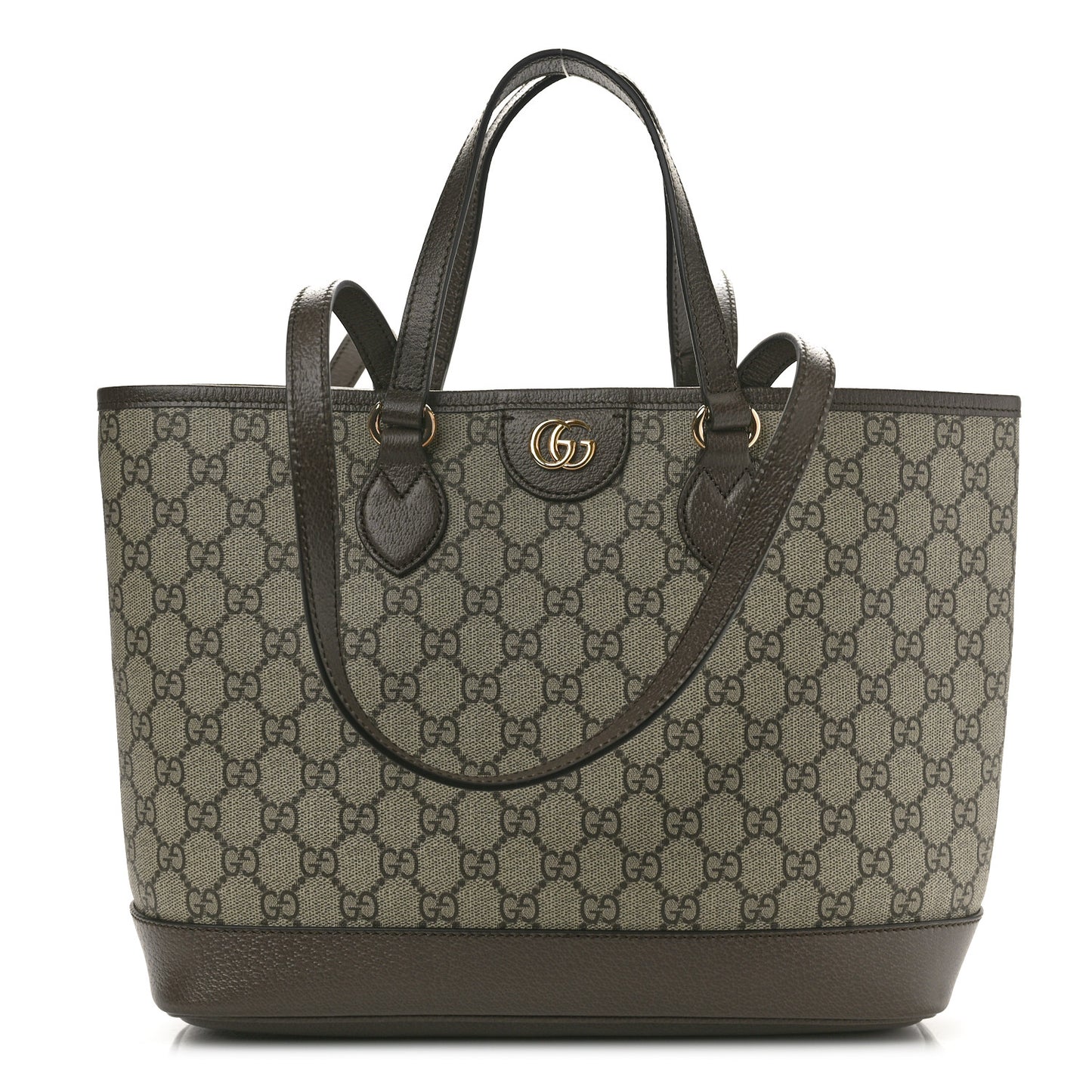 GG Supreme Monogram Textured Calfskin Small Ophidia Shoulder Tote Bag Beige Ebony New Acero