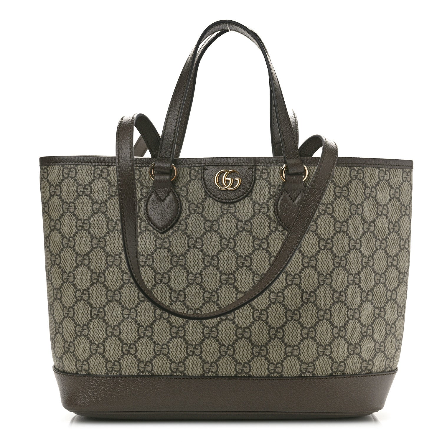 Gucci GG Supreme Monogram Textured Calfskin Small Ophidia Shoulder Tote Bag Beige Ebony New Acero 1 of 10