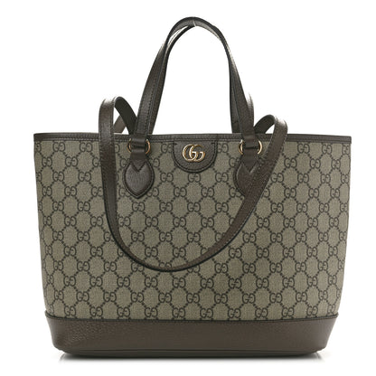 Gucci GG Supreme Monogram Textured Calfskin Small Ophidia Shoulder Tote Bag Beige Ebony New Acero 1 of 10