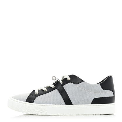 Hermes Calfskin Canvas Mens Day Sneakers 43 Bleu Marine 1 of 10