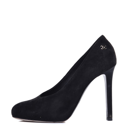 Chanel Suede Calfskin CC Pumps 36 Black 1 of 10