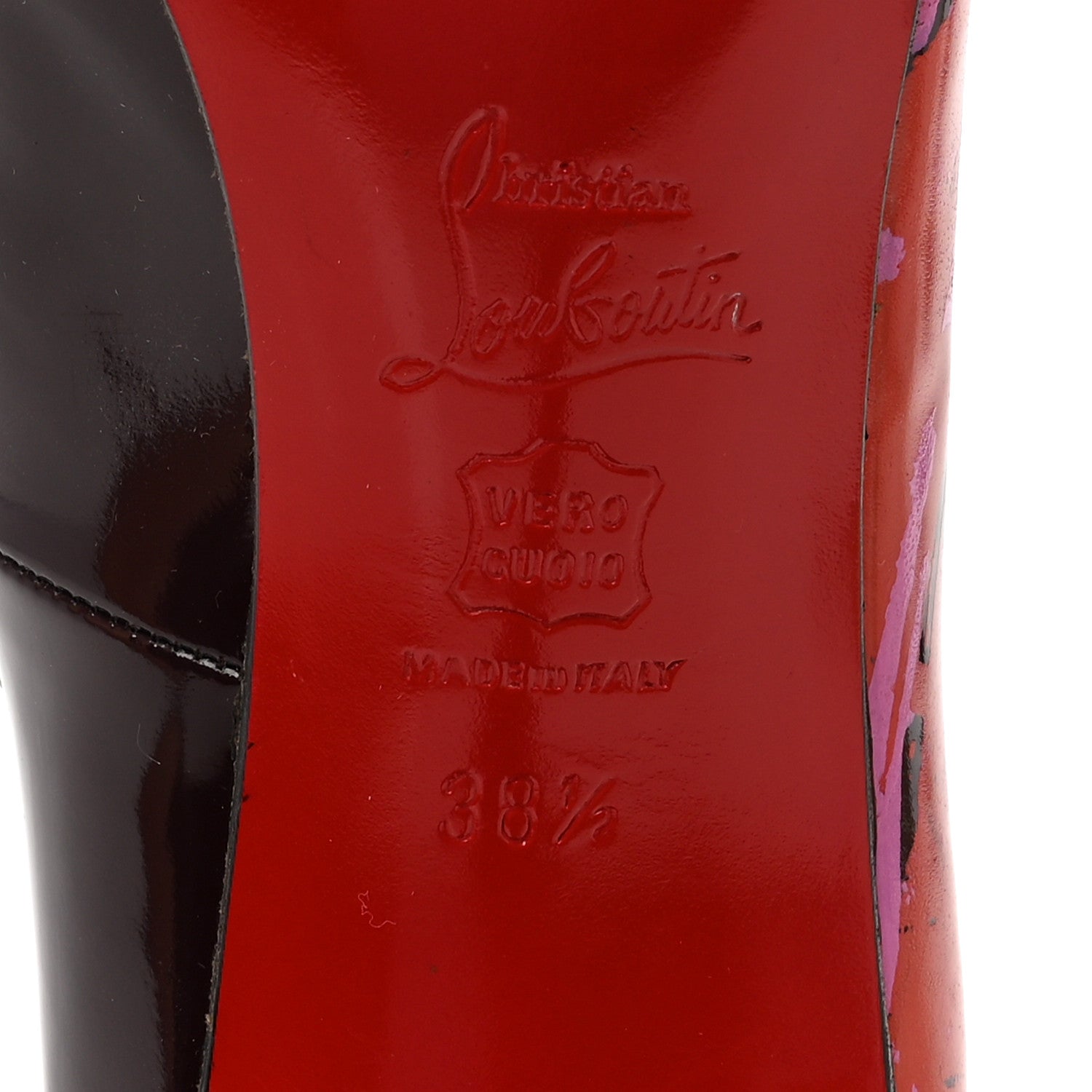 Christian Louboutin Patent Painted Clichy 100 Pumps 38.5 Burgundy 8 of 10