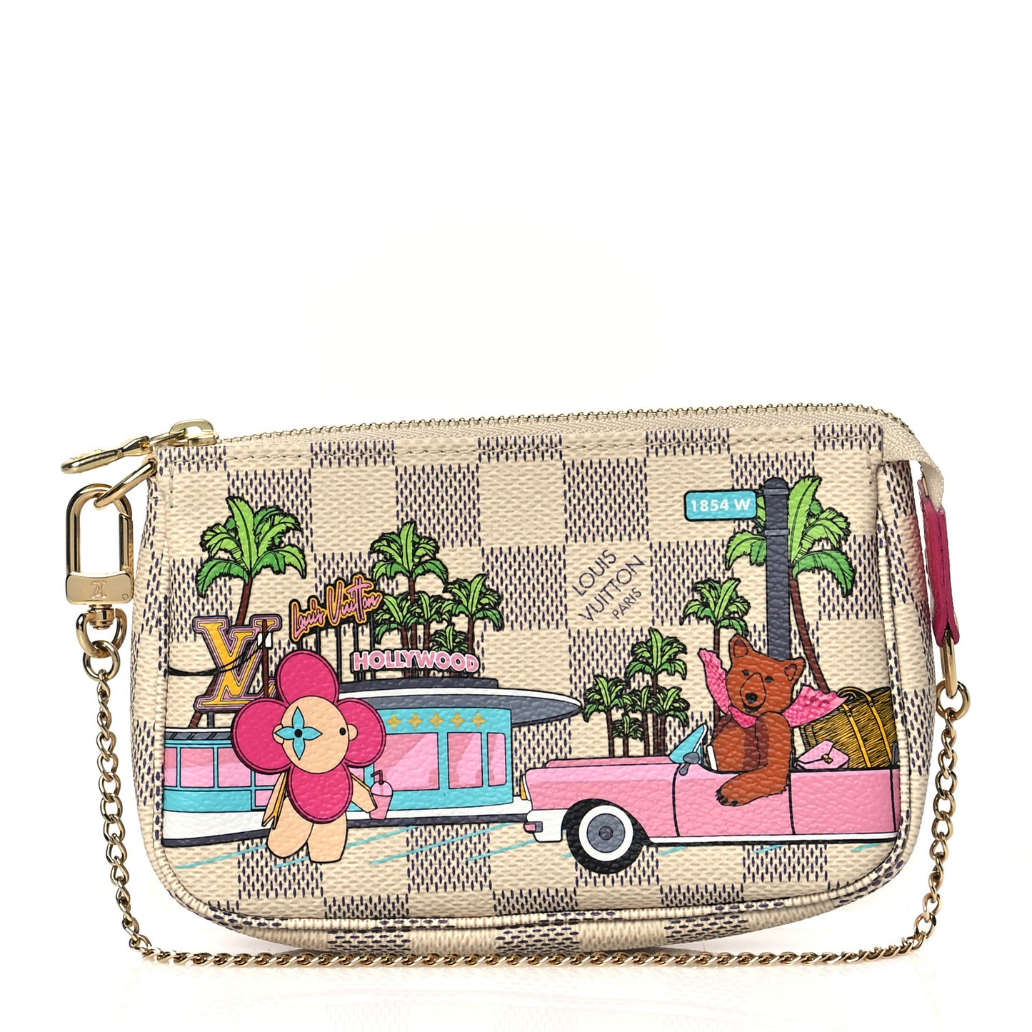Damier Azur 2021 Christmas Animation Hollywood Mini Pochette Accessories Fuchsia