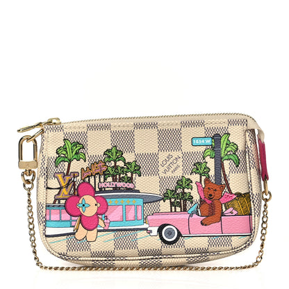 Louis Vuitton Damier Azur 2021 Christmas Animation Hollywood Mini Pochette Accessories Fuchsia 1 of 11