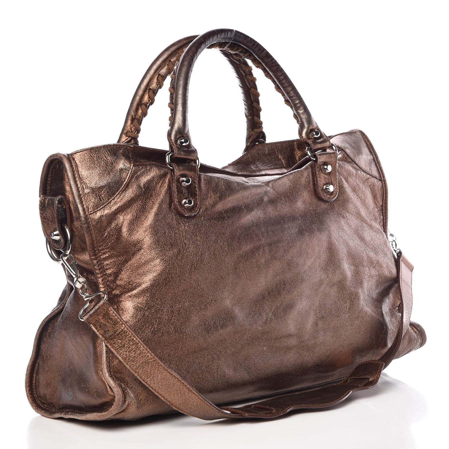 Balenciaga Metallic Agneau Classic Silver Hardware S City Sparkle Bronze 4 of 30