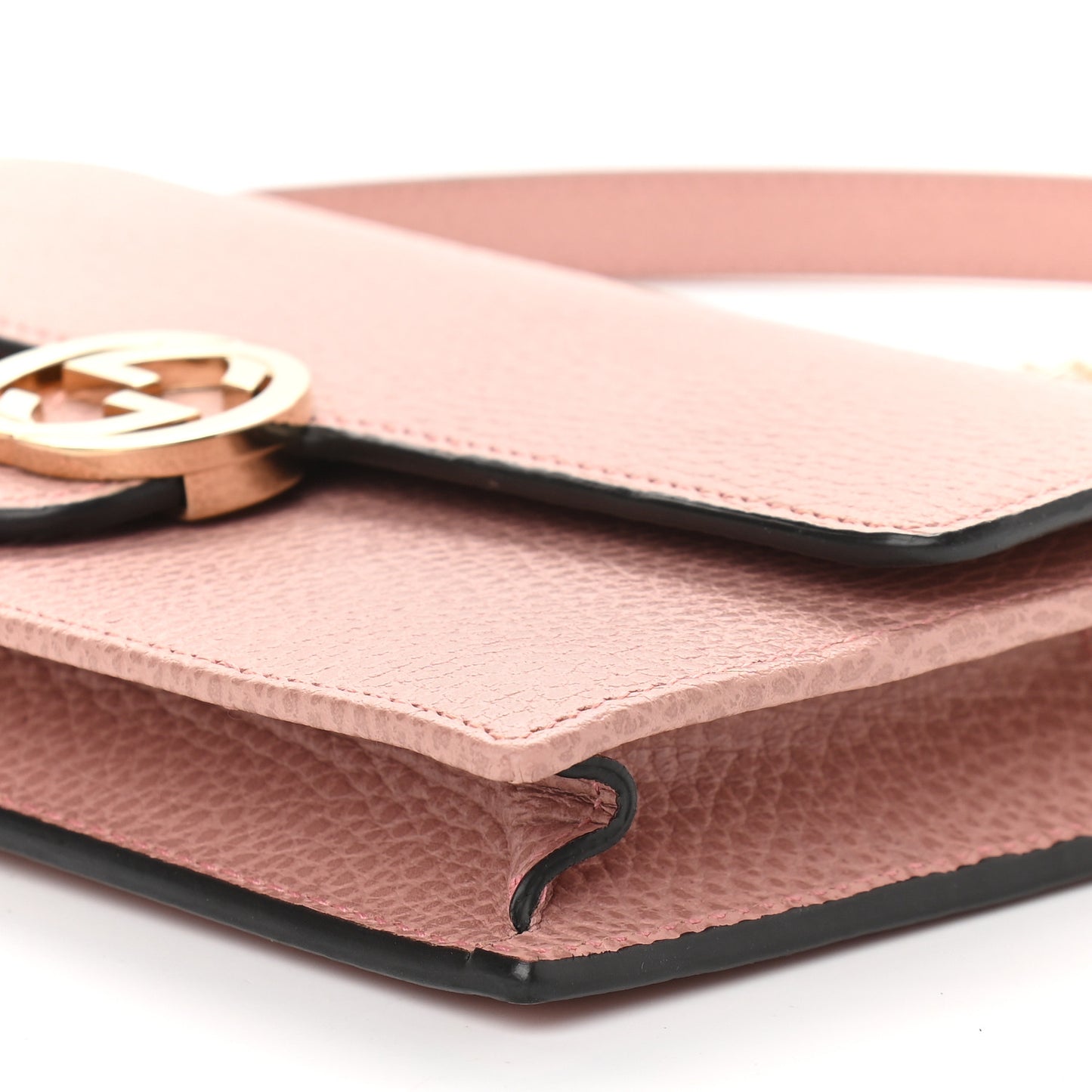 Dollar Calfskin Interlocking G Chain Wallet Soft Pink