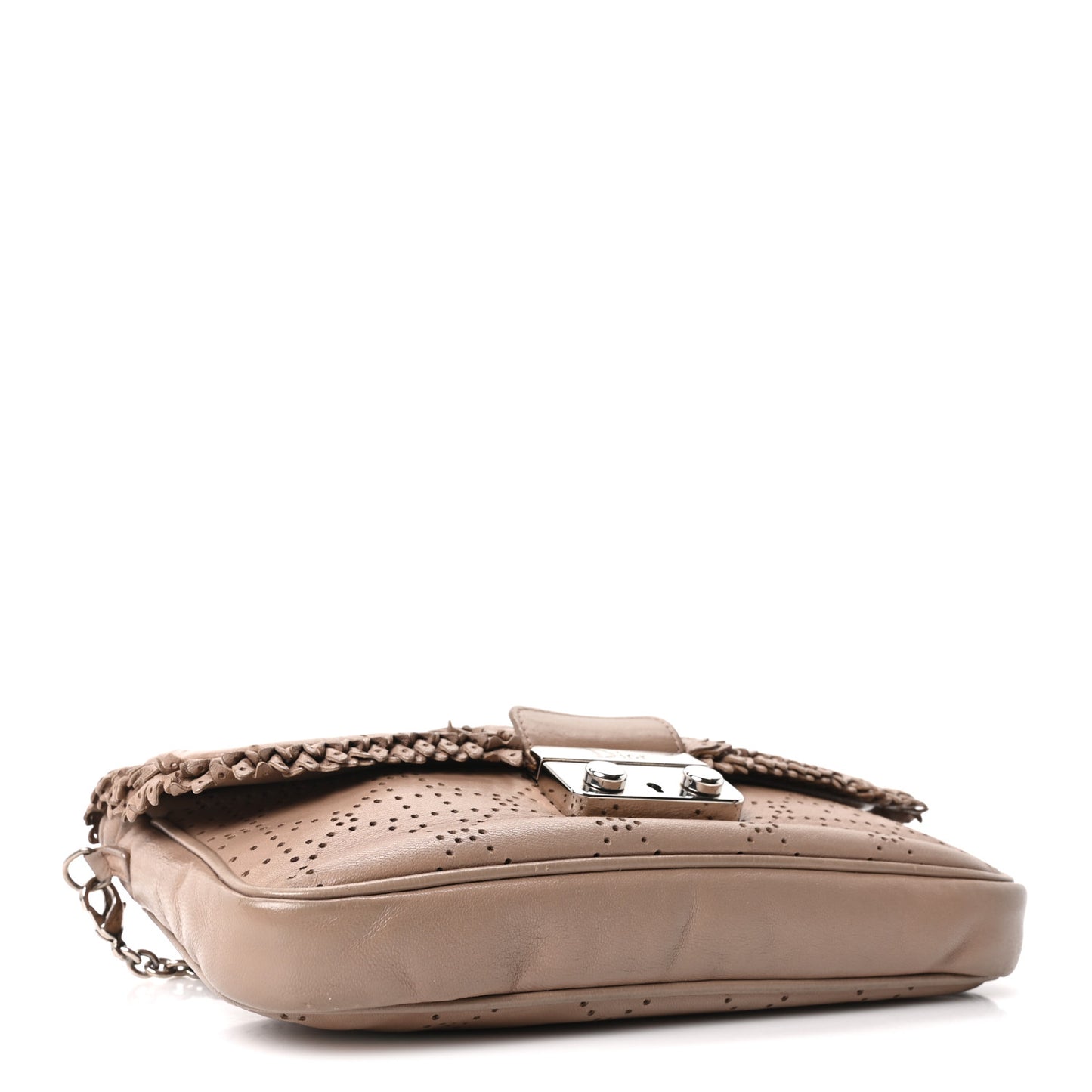 Lambskin Cannage Ruffle New Lock Flap Beige