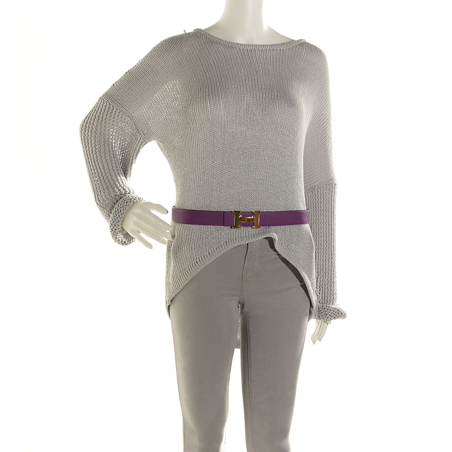Hermes Epsom Swift 32mm H Belt 85 Anemone Capucine 2 of 8