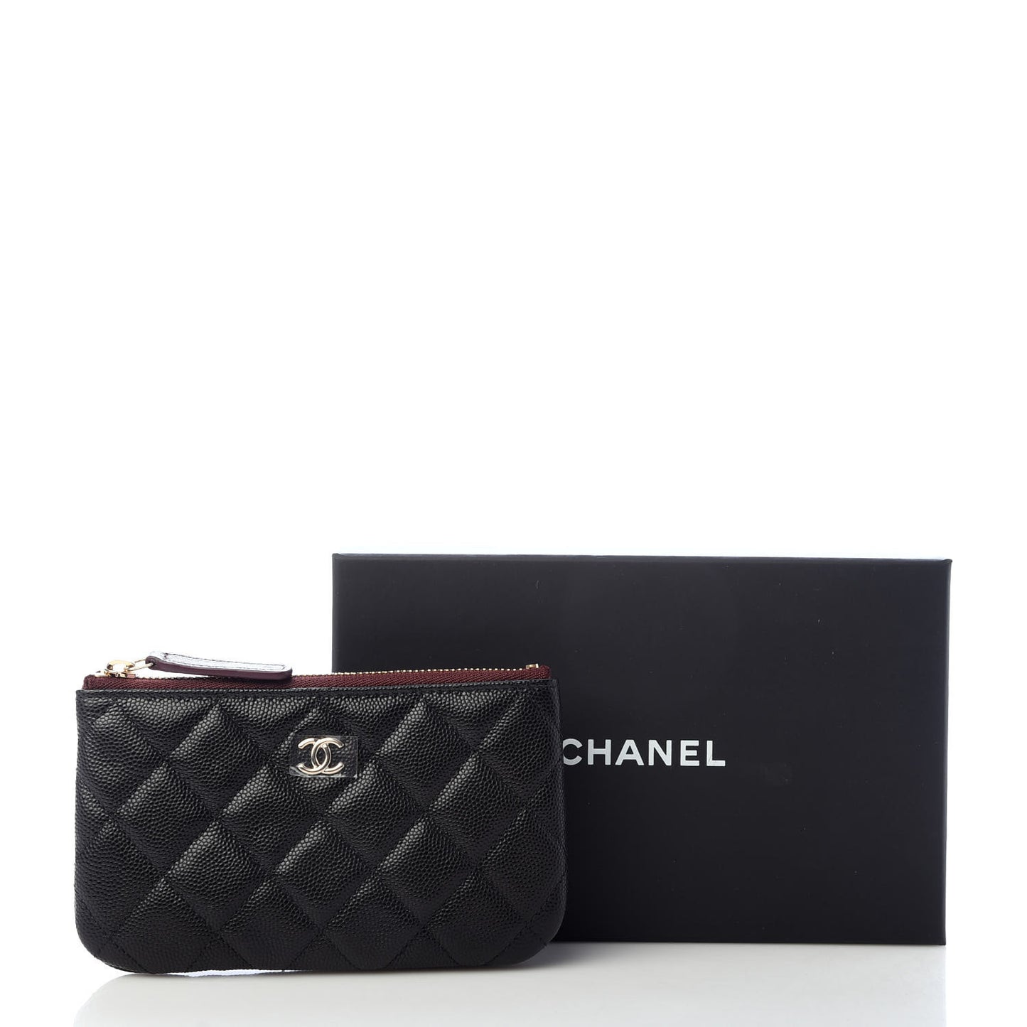 Caviar Quilted Small Cosmetic Case Black