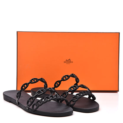 Hermes Rubber Chaine d'Ancre Rivage Sandals 37 Black 8 of 8