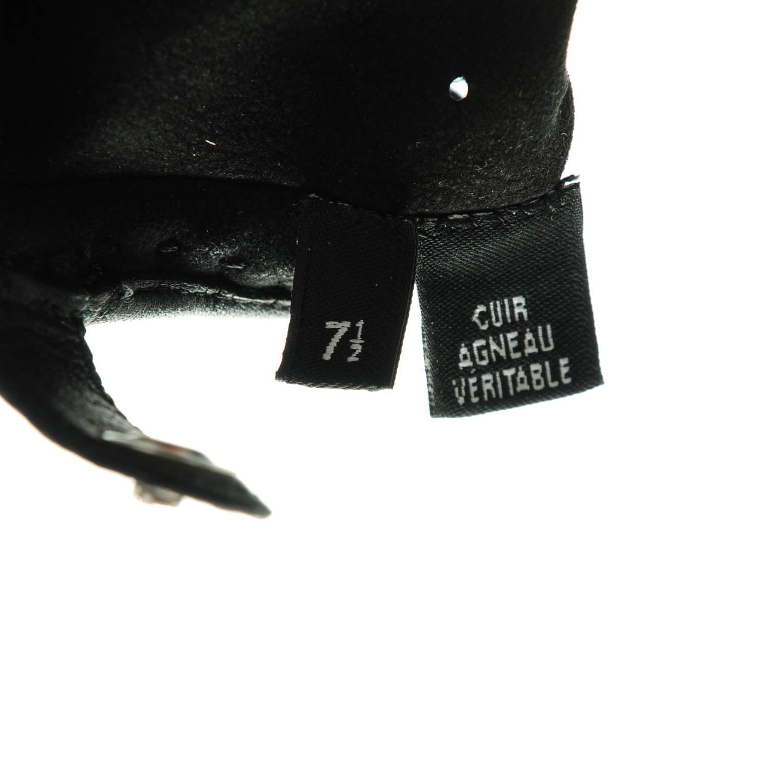Chanel Lambskin Perforated Fingerless Chain CC Gloves 7.5 Black 5 of 7