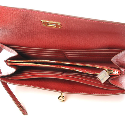 Hermes Ostrich Kelly Longue Wallet Rouge Vif 7 of 22