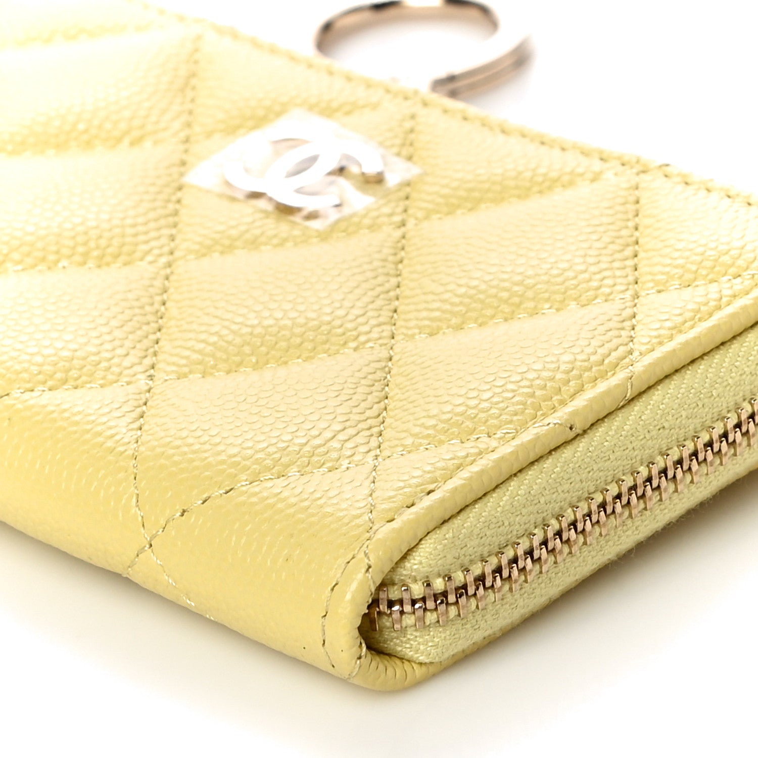Chanel Caviar Quilted Zipped Key Holder Case Yellow 10 of 11