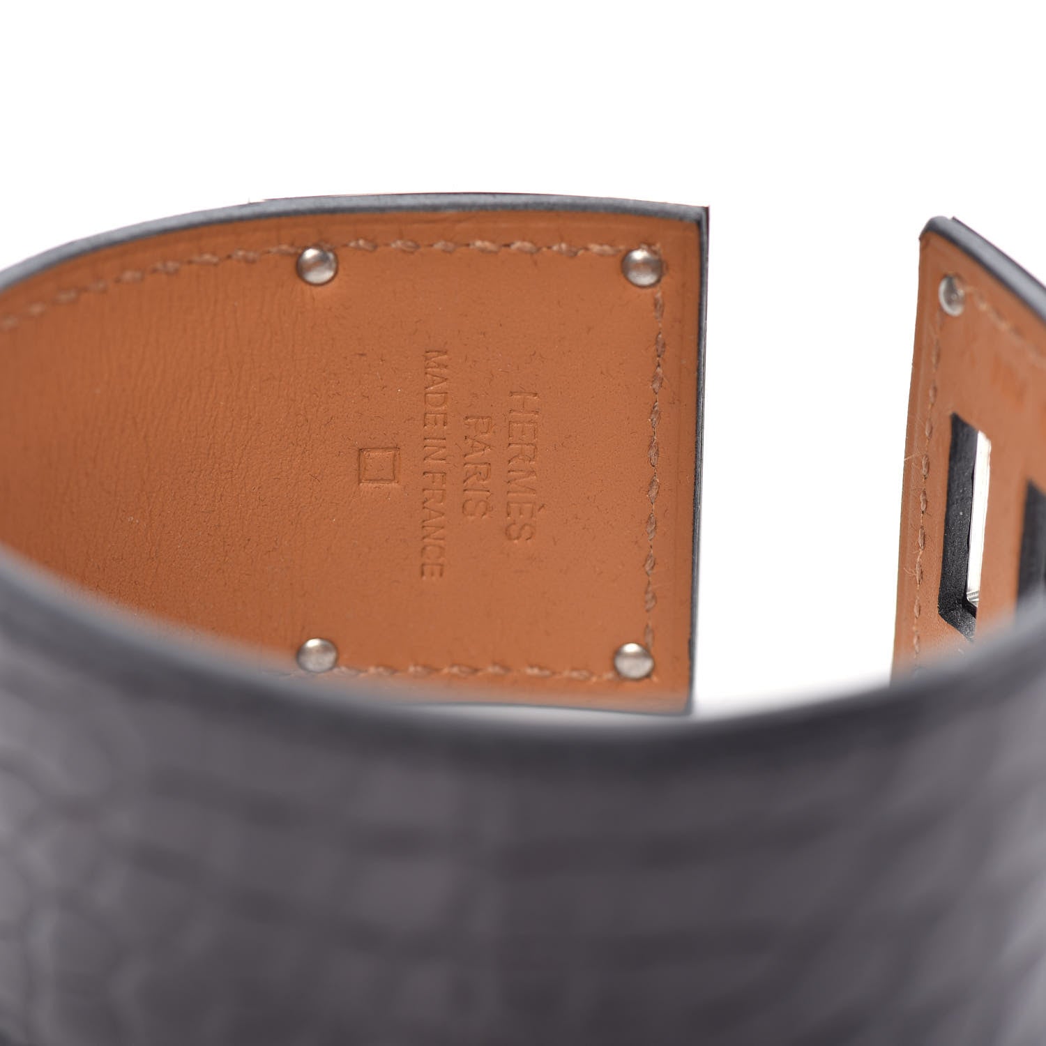 Hermes Shiny Alligator Kelly Dog Cuff Black 4 of 6