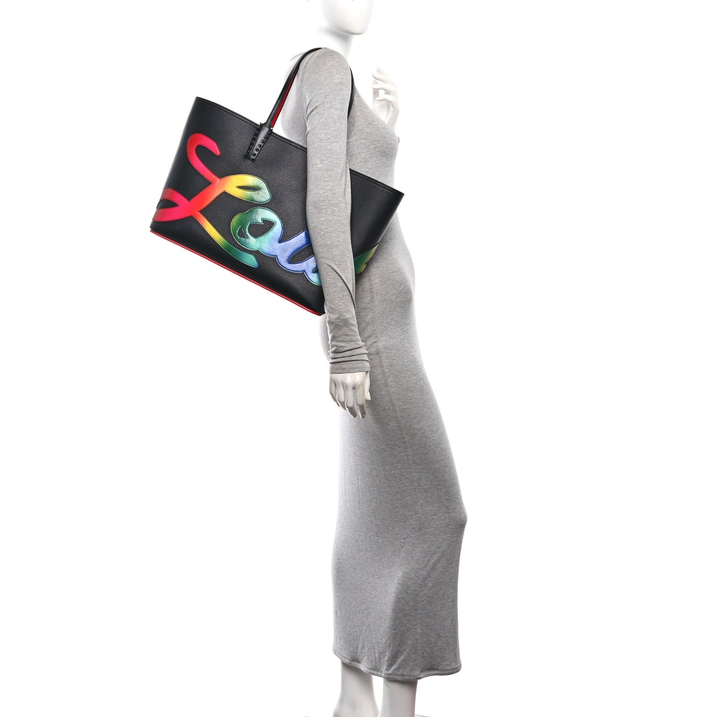 Calfskin Patent Logo Spikes East West Cabata Tote Multicolor