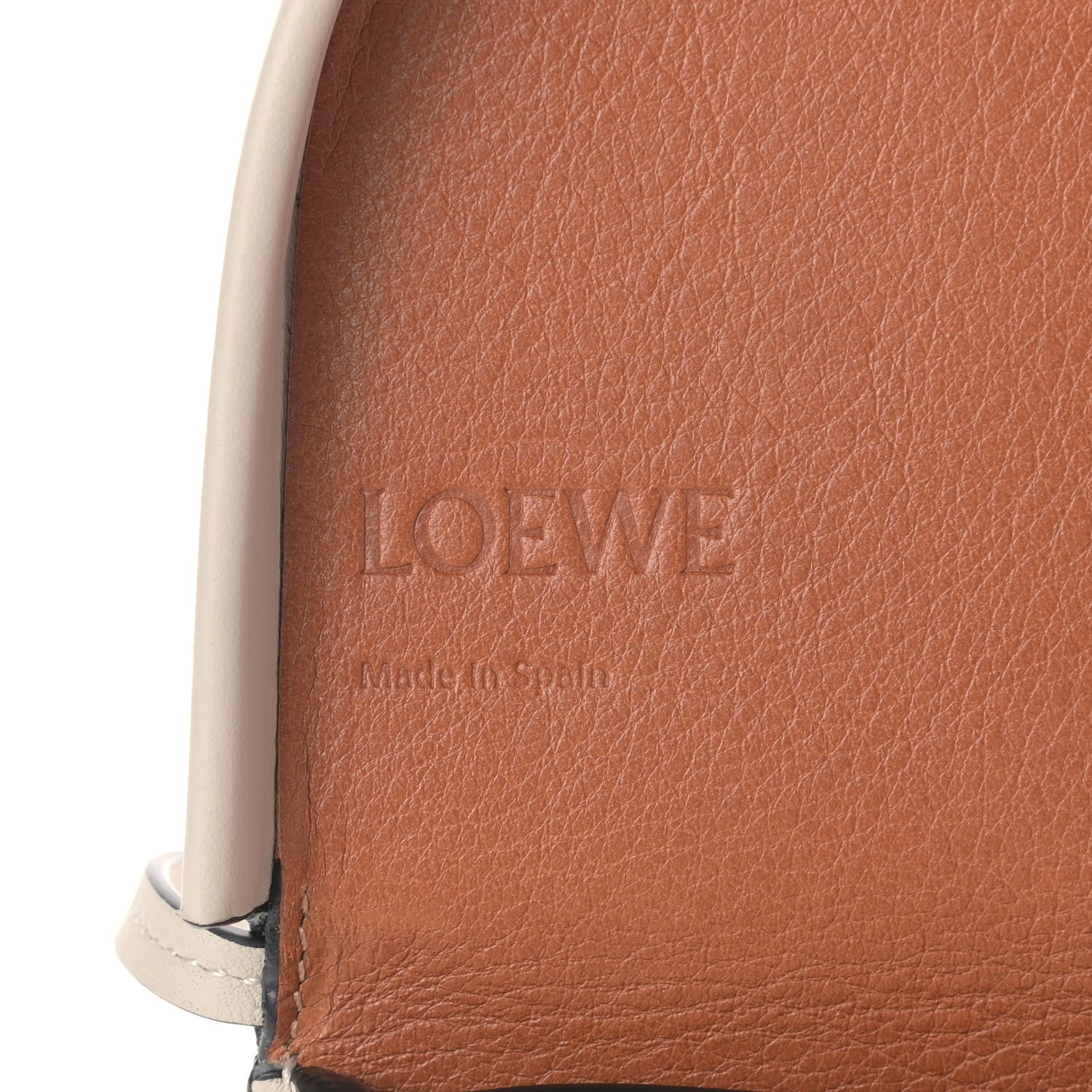 Loewe Buffed Calfskin Logo Embossed Small Heel Pouch Light Oat Tan 6 of 9