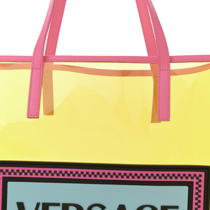 Versace Vinyl Calfskin 90s Logo Tote Yellow 6 of 11
