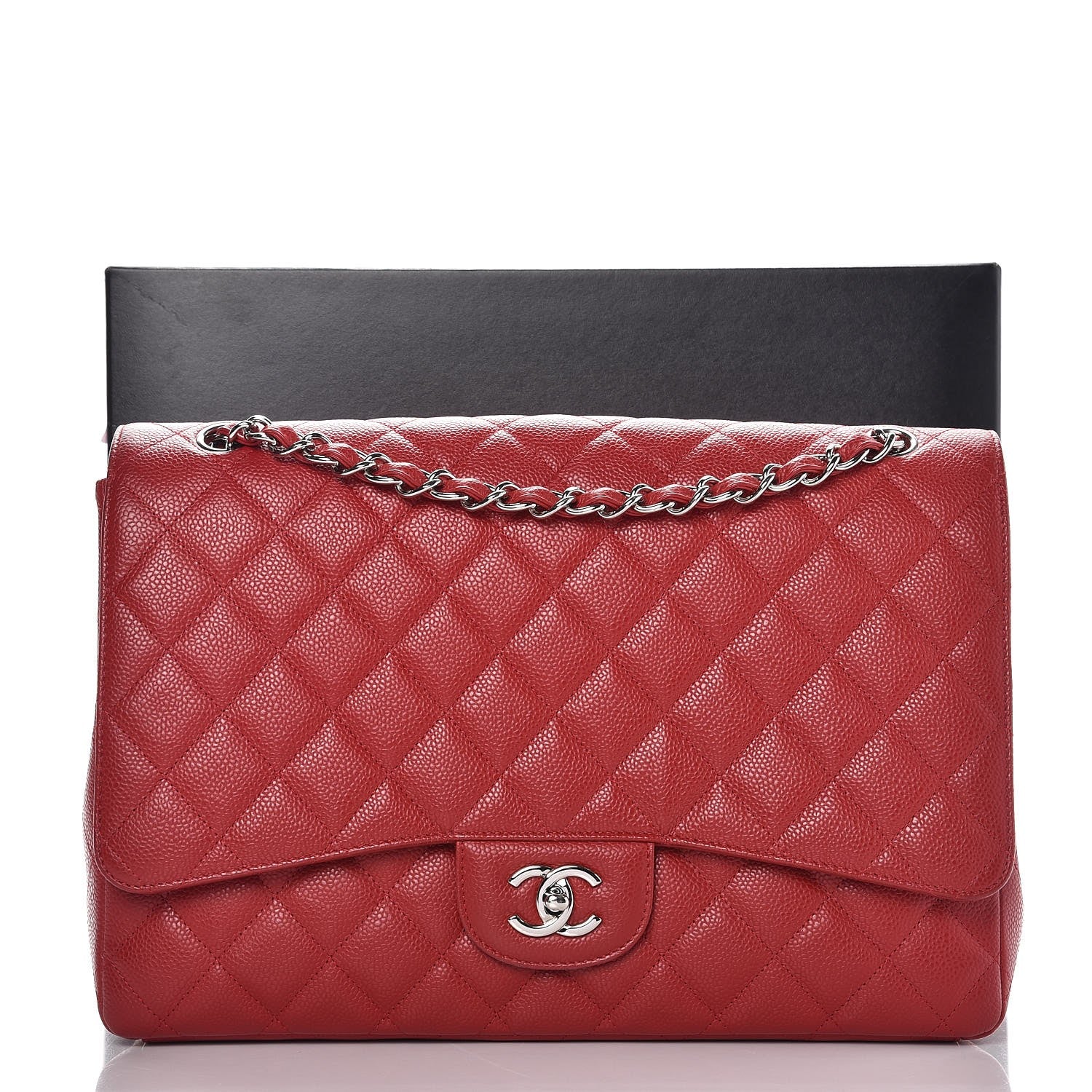 Chanel Caviar Quilted Maxi Single Flap Red 8 of 8