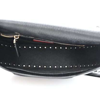 Valentino Garavani Grained Calfskin Rockstud Saddle Bag Black 5 of 12