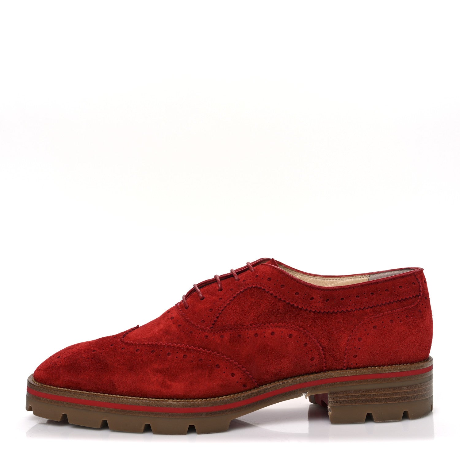 Christian Louboutin Veau Velours Charletta Brogue Oxfords 39 Flamenco 1 of 12